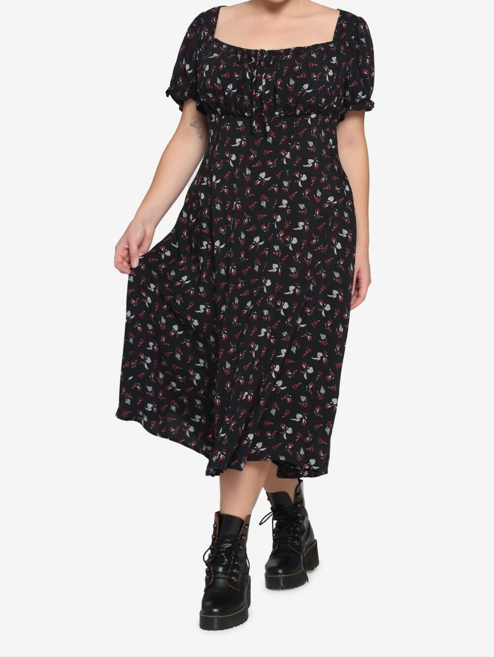 Hot Topic | Black & Red Rose Midi Dress